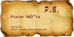 Pieler Béla névjegykártya